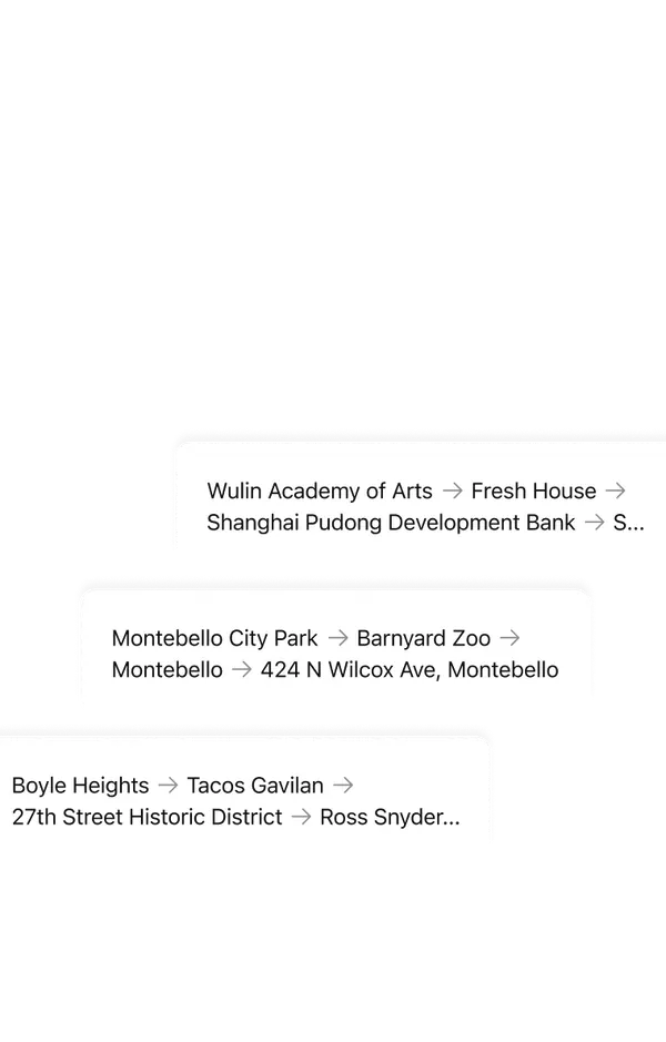 Previously navigated routes in the Blucap Go journey history