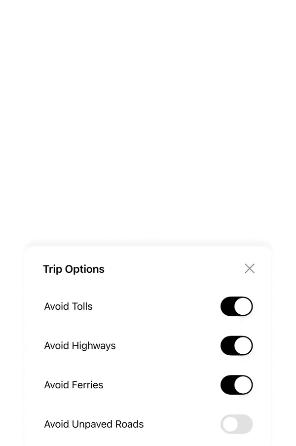 Blucap Go options for personalizing a motorcycle route