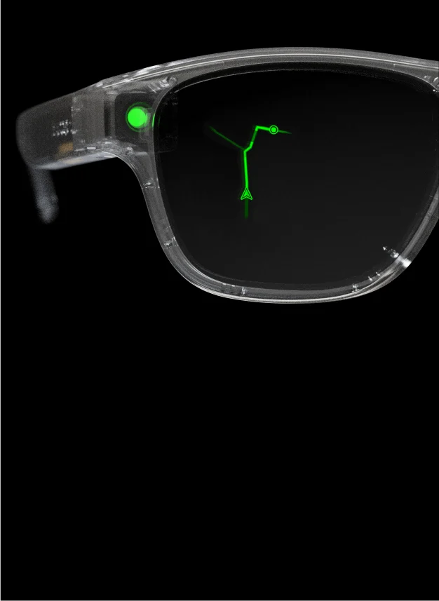MicroLED light projected through the Blucap Moto waveguide lens