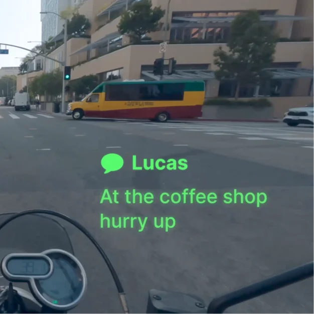 Heads-up message from Lucas over the road view