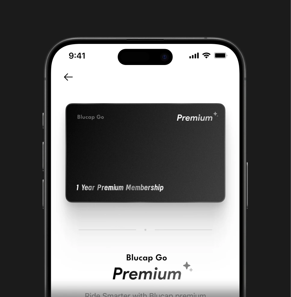 Blucap Go Premium 1 Year Membership displayed in the iOS app